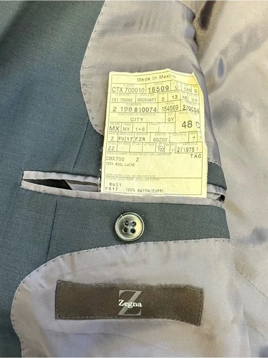 Z Zegna Ermenegildo Zegna "City" Button Dual Vent Wool Blend Blazer 48C(Short) - Picture 6 of 7